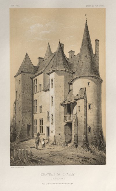 Architecture Pittoresque ou Monuments des XVeme et XVIeme Siecles: Chateaux De France des XV et XVI Siecles: Pl. 45 Château De Chassy (Saône et Loire) - Victor Petit