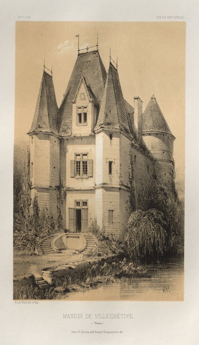 ...Pl. 70, Manoir De Villechétive Nièvre, 1860 - Victor Petit