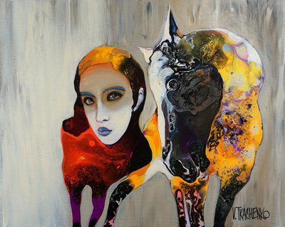 Femme abstraite avec cheval - Victor Tkachenko