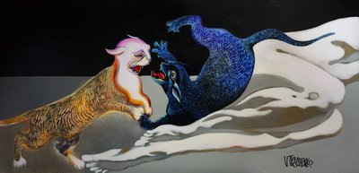 Étreinte féline « Blue Gold » - Victor Tkachenko