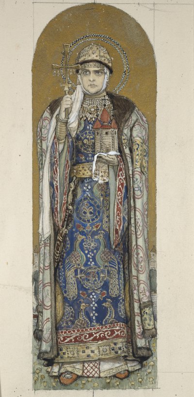 Sainte Olga, princesse de Kiev Étude pour les fresques de la cathédrale Saint-Vladimir de Kiev, 1884-1889 - Viktor Mikhaylovich Vasnetsov