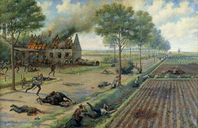 La Cavalerie russe combattant les Allemands dans un village en 1915, c.1915-16 - Viktor Viketyevich Masurovsky