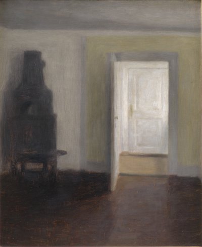 Intérieur avec un vieux poêle - Vilhelm Hammershoi