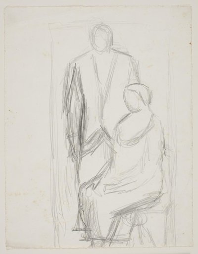 Lundstrøm debout derrière Mme Lundstrøm assise. Étude pour le soi-disant tableau de mariage - Vilhelm Lundstrøm