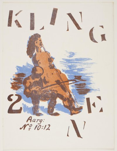Homme jouant sur un corps de femme. Couverture de Klingen II, n° 10-12 - Vilhelm Lundstrøm