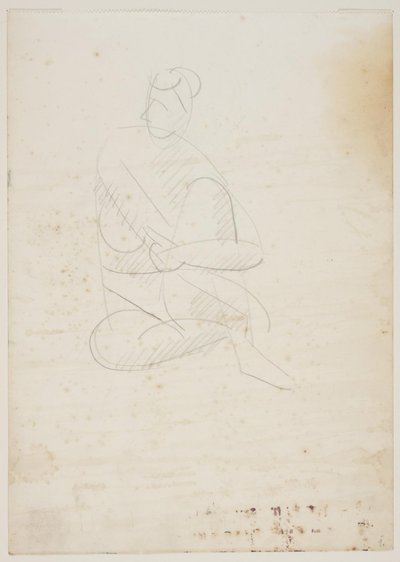 Femme nue assise, vue de face, les bras autour du genou levé - Vilhelm Lundstrøm
