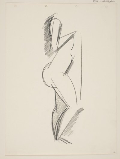 Femme nue debout, profil à droite, draperie à la main - Vilhelm Lundstrøm