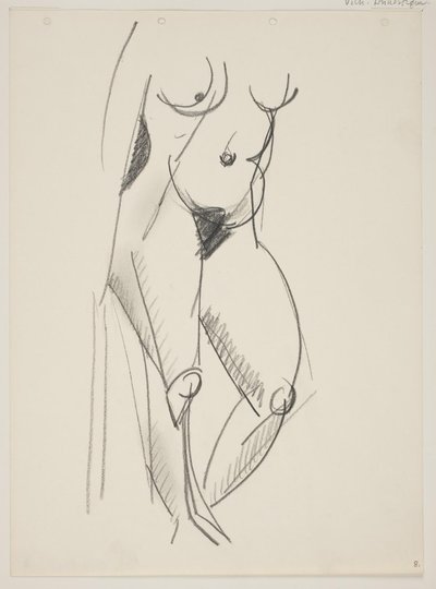 Femme nue debout, tournée vers la droite, draperie à la main - Vilhelm Lundstrøm