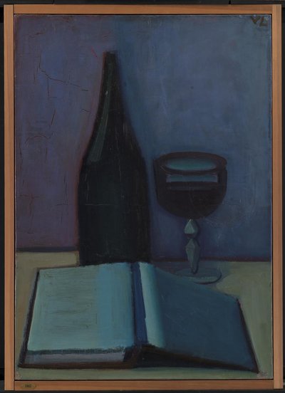 Nature morte avec un livre, un verre et une bouteille - Vilhelm Lundstrøm