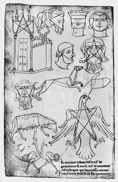 Ms Fr 19093 fol.18v Divers dessins (copie fac-similé) - Villard de Honnecourt