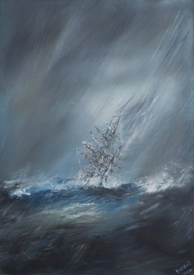 HMS Beagle dans la tempête au large du Cap Horn, 24 décembre 1832 - Vincent Alexander Booth