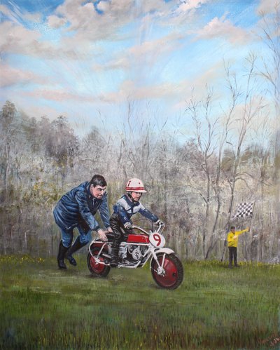 Homme à la moto, 2024 (huile sur toile) - Vincent Alexander Booth