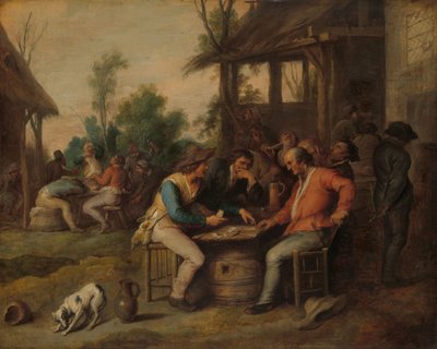 Deux hommes aux cartes devant une auberge de campagne, vers 1650 (huile sur panneau) - Vincent II Malo