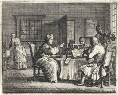 Professeur de musique avec des élèves - Vincent Laurensz. van der Vinne (II)
