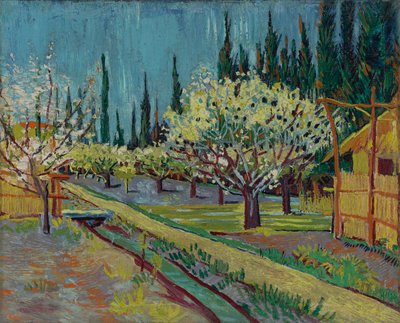 Verger bordé de cyprès - Vincent van Gogh