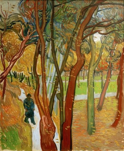 Promeneurs dans le parc avec feuilles tombantes - Vincent van Gogh