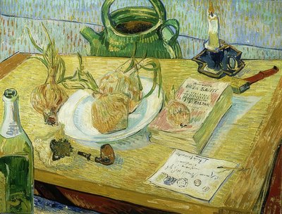 Nature morte avec planche à dessin, pipe, oignons et cire à cacheter - Vincent van Gogh