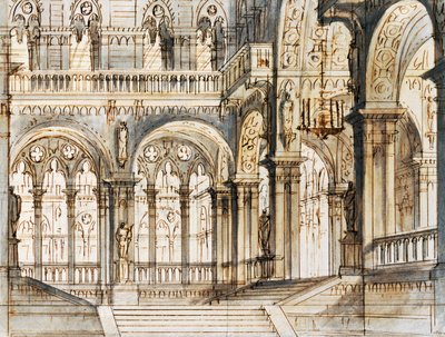 Décor de Francesco Bagnara pour la troisième scène de Capuleti et Montecchi, opéra de Vincenzo Bellini, joué au Théâtre La Fenice à Venise - Vincenzo Bellini