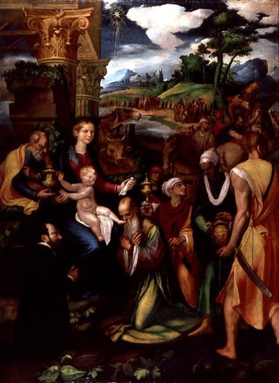 Adoration des Mages avec un donateur - Vincenzo da (d.1557) Pavia