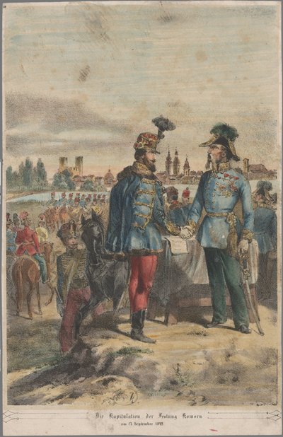 Le général György Klapka remettant la forteresse de Komárom au feld-maréchal Jacob Julius von Haynau le 2 octobre 1849 - Vinzenz Katzler