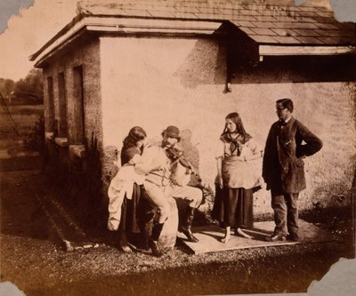 Des enfants écoutent un homme jouant du violon, c.1859-61 - Viscountess Hawarden