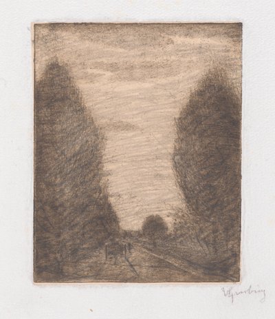 Paysage boisé avec une charrette - Vittore Grubicy