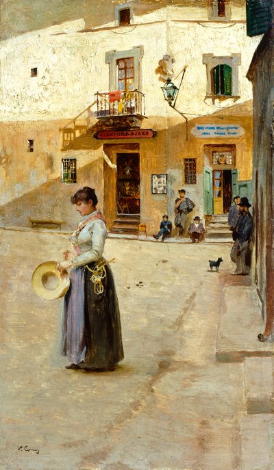 Sur la place par Vittorio Matteo Corcos (1859-1933) - Vittorio Matteo Corcos