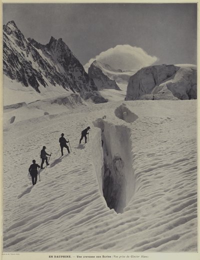 Dans la région du Dauphiné dans les Alpes françaises : une crevasse sur le Glacier Blanc sur la Barre des Écrins - Vittorio Sella