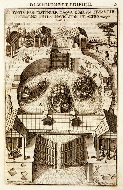 Machine hydraulique pour une écluse de canal ou de rivière, 1607 - Vittorio Zonca