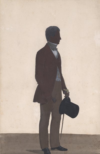 Un jeune homme, debout, silhouette en pied, profil à droite, 1850 - WH Beaumont