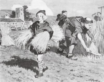 Bède dans le champ de récolte (lithographie) - W.R.S. (after) Stott