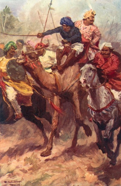 Évasion de Suraja Dowla de Plassey (lithographie en couleur) - W.R.S. (after) Stott