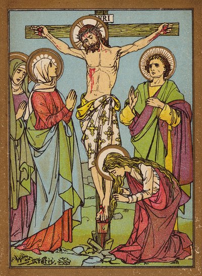 La Crucifixion de Notre Seigneur Béni (lithographie en couleur) - W.S. Stacey