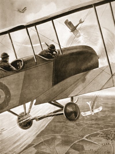 Le capitaine Bell-Irving engageant trois avions ennemis - W. Avis