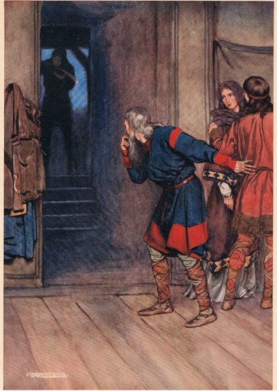 Polonius teste la santé mentale de Hamlet tandis que le Roi et la Reine observent, de 