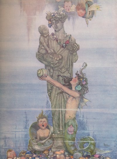 Elle a remis la statue dans son jardin, vers 1930 - William Heath Robinson