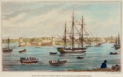 Île des Chiens vue des docks de Rotherhithe - W. Timms