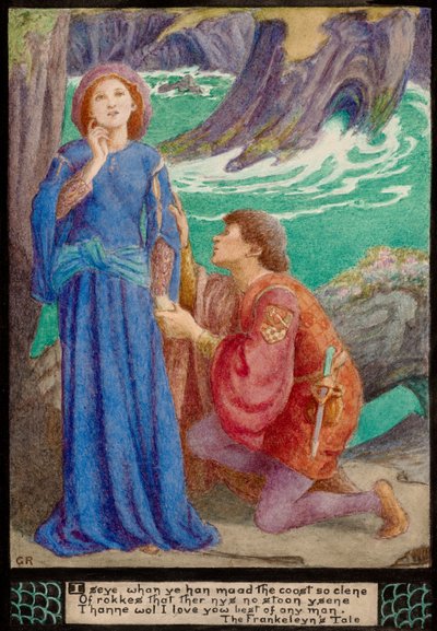 Aurelius et Dorigen (crayon et aquarelle) - Walford Graham Robertson