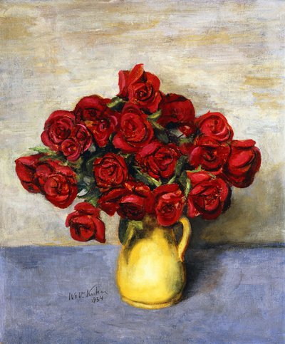 Roses rouges dans un pichet jaune - Walt Kuhn