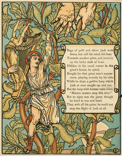 Jack descendant le haricot magique de Jack et le haricot magique pub. 1875 - Walter Crane