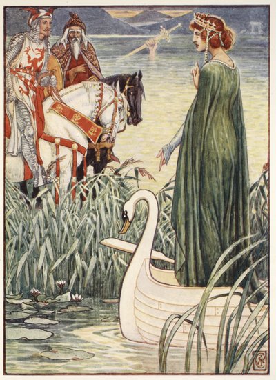 Le Roi Arthur demande à la Dame du Lac l
