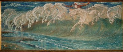 Les chevaux de Neptune (huile sur toile) - Walter Crane