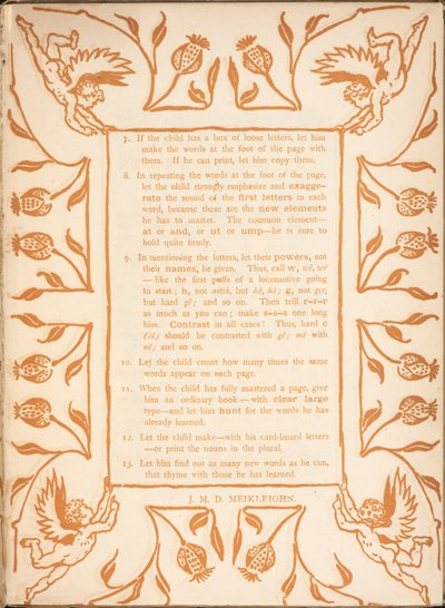 Instructions de lecture pour un enfant. Une bordure florale, avec des chérubins - Walter Crane