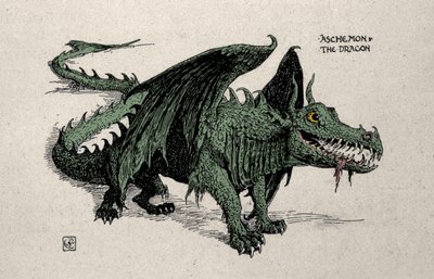 Représentation du dragon mythologique Ashchemon - Dessin de Walter Crane de 1899 - Walter Crane