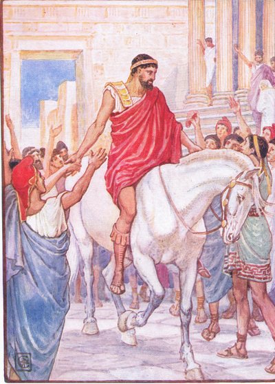 La multitude le salua avec de fortes acclamations, illustration de L