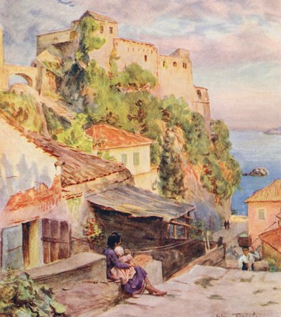 Castelnuovo, Bouches de Cattaro (lithographie en couleur) - Walter Frederick Roofe Tyndale