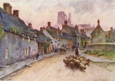 Wessex : Château de Corfe depuis West Street - Walter Frederick Roofe Tyndale