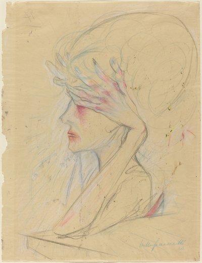 Une femme élégante se couvrant les yeux avec ses mains - Walter Gramatte