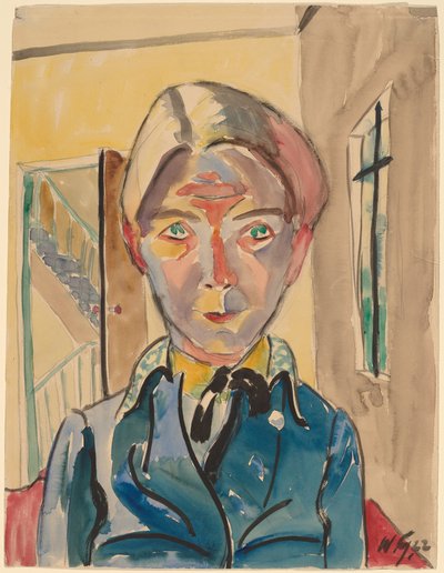 Autoportrait devant des escaliers - Walter Gramatte