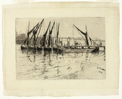 Barges de charbon déchargeant (recto); Esquisse d